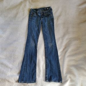 Miss Me Distressed Low Rise Boot Cut Jeans, Sz 27